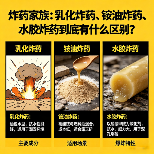 正安炸药家族：乳化炸药、铵油炸药、水胶炸药到底有什么区别？